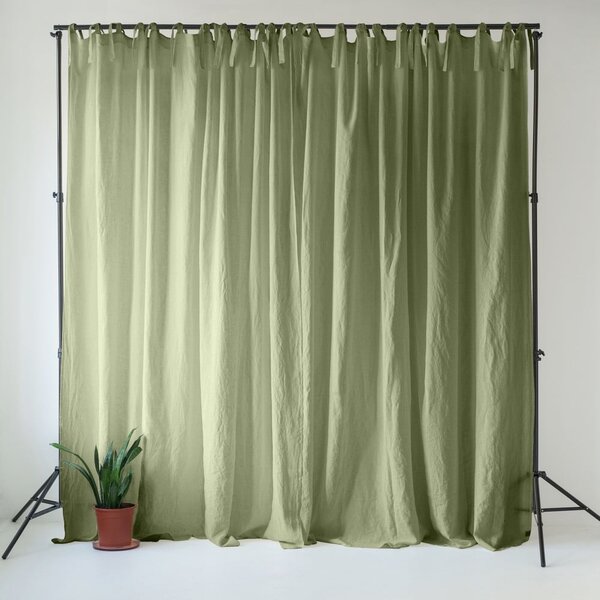 Draperie verde-deschis din in 140x170 cm Sage – Linen Tales