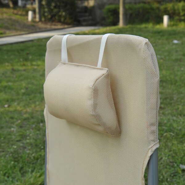 Outsunny Set de 2 Șezlonguri Pliabile pentru Plajă cu Spătar Rabatabil pe 4 Niveluri, Șezlong de Grădină, 137x56x82 cm, Bej | Aosom Romania