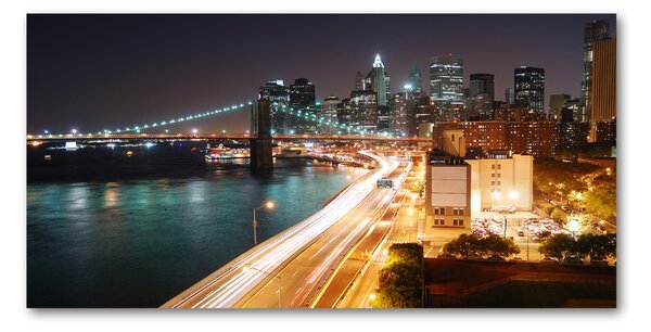 Tablou sticlă New York, pe timp de noapte