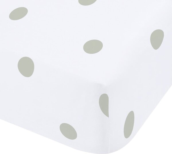 Cearceaf alb-verde din flanelă cu elastic 150x200 cm Polka Dot – Catherine Lansfield
