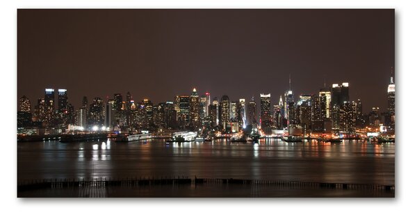 Tablou Printat Pe Sticlă New York, pe timp de noapte