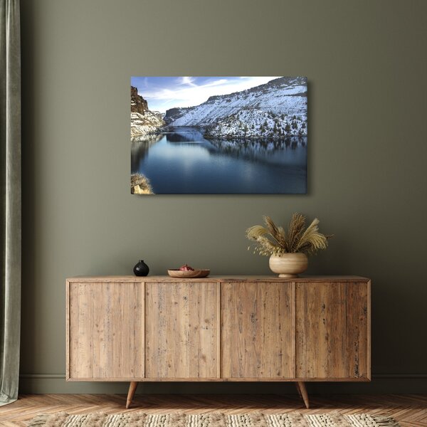 Tablou - peisaj de iarnă cu lac (90x60 cm)