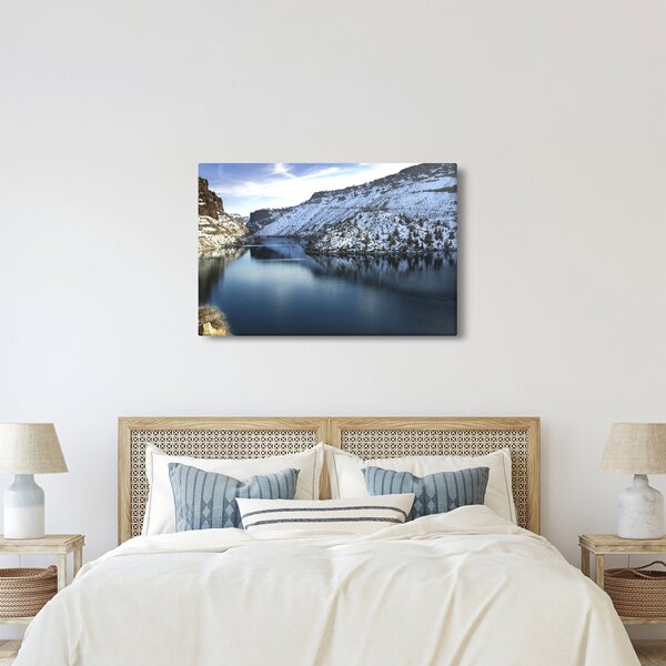 Tablou - peisaj de iarnă cu lac (90x60 cm)