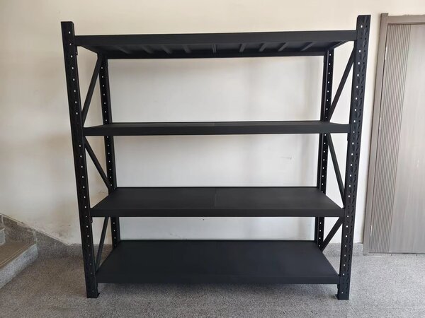 JAKS Raft metalic de depozitare RM03, negru, din oțel, 200 × 200 × 60 cm