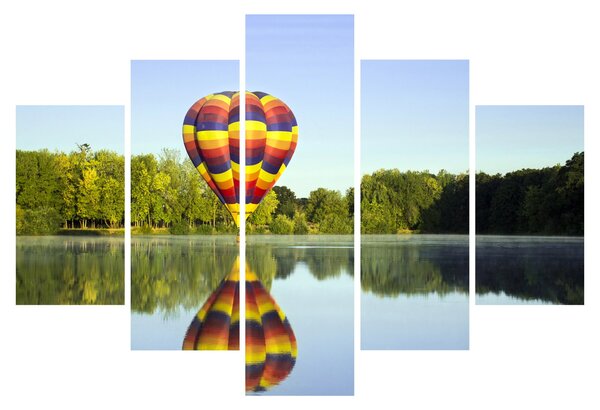 Tablou cu balon cu aer cald pe un lac (150x105 cm)
