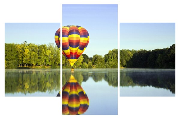 Tablou cu balon cu aer cald pe un lac (90x60 cm)