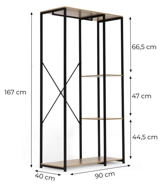 Cuier cu rafturi – 167 x 90 x 40 cm