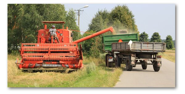 Tablou pe pe sticlă combină agricolă