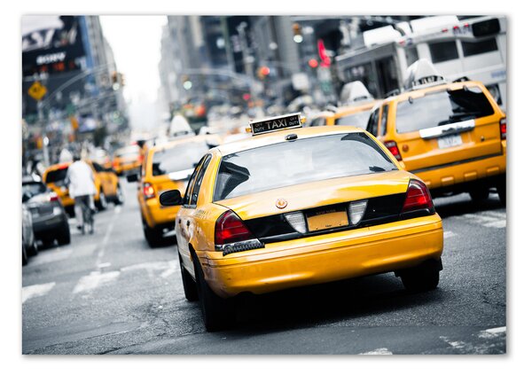 Tablou Printat Pe Sticlă New York taxiuri
