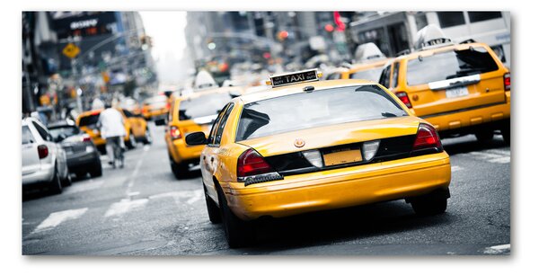 Tablou Printat Pe Sticlă New York taxiuri