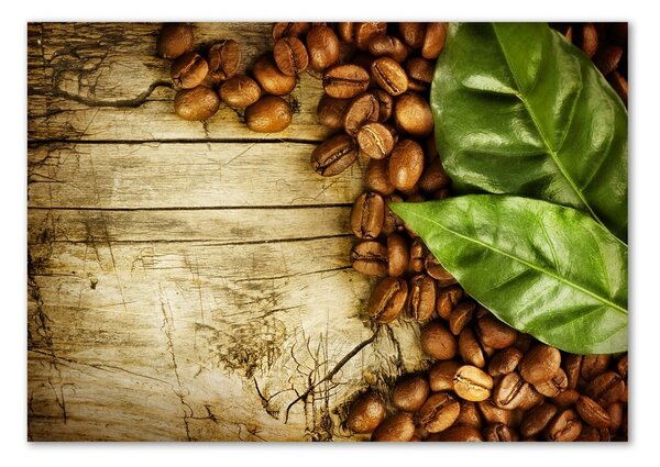 Fotografie imprimată pe sticlă Cafea si frunze de dafin