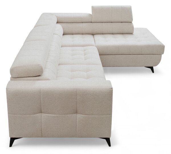 Colțar cu funcție de dormit Nardo L, extensibil, dreapta - chenille bej deschis Vibe 06