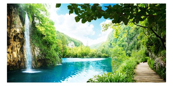 Tablou din Sticlă Cascada din pădure