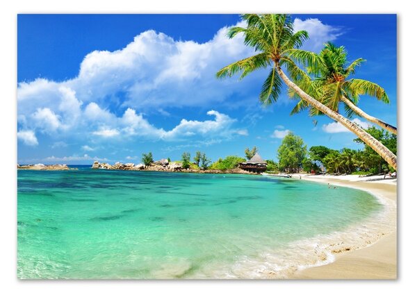 Tablou sticlă plaja Seychelles