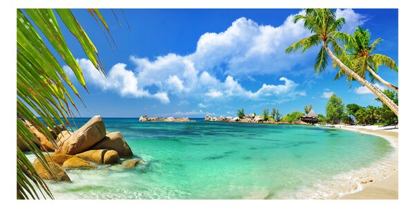 Tablou sticlă plaja Seychelles