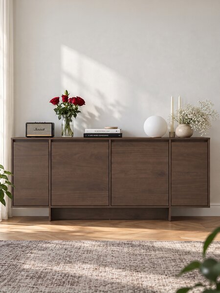 Comodă cu patru uși Zolia 180 cm pe plintă - nuc elegant