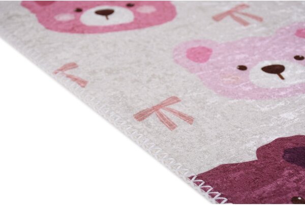 Covor pentru copii roz-fildeș lavabil 60x100 cm Cute Teddies Pink – Vitaus
