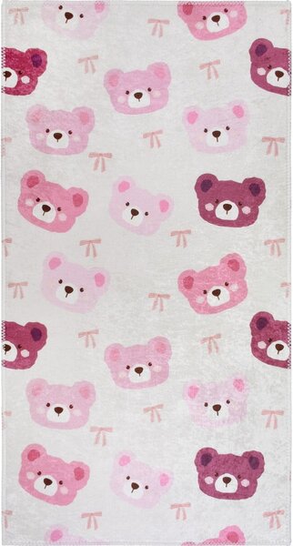 Covor pentru copii roz-fildeș lavabil 60x100 cm Cute Teddies Pink – Vitaus