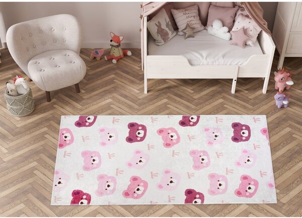 Covor pentru copii roz-fildeș lavabil 60x100 cm Cute Teddies Pink – Vitaus