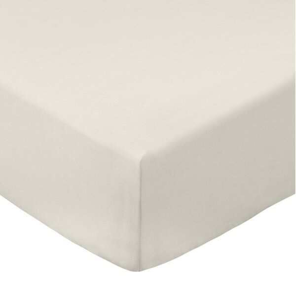 Cearceaf bej din bumbac percal cu elastic 90x190 cm Cotton Percale – Bianca