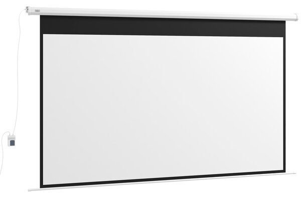 HOMCOM Ecran Proiector 120", Motorizat cu Telecomandă, Montaj pe Perete sau Tavan, Ideal pentru Acasă și Birou, 293,5x8x176 cm, Alb | Aosom Romania