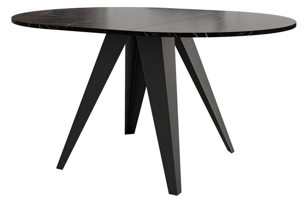 Masă Oswego 175Negru, Marmură neagră, 8cm, ExtensieExtensie, PAL laminat, Metal