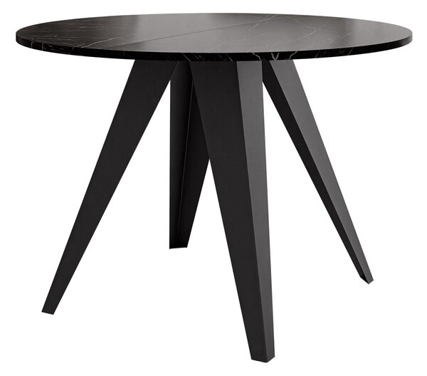 Masă Oswego 175Negru, Marmură neagră, 8cm, ExtensieExtensie, PAL laminat, Metal
