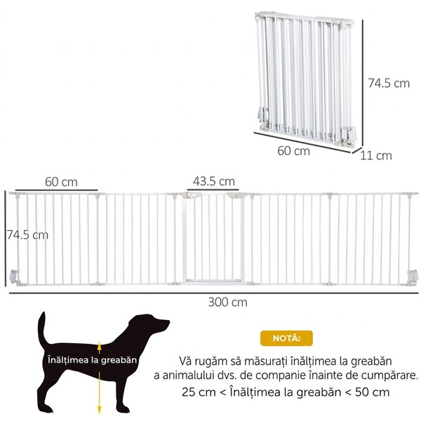 PawHut Gard Pliabil și Modular pentru Câini cu 3 Panouri Alb | Aosom Romania