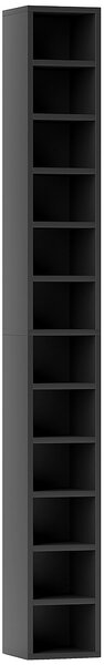 HOMCOM Dulap Suport Cd Da Perete Con 12 Polițe In Lemn 21x20x175cm Negru | Aosom Romania