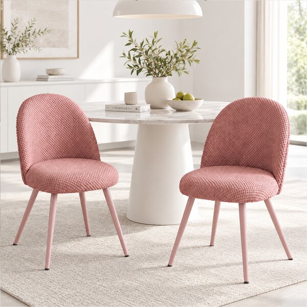 HOMCOM Set de 2 Scaune de Pranzo Moderne și Capitonate, Roz | Aosom Romania