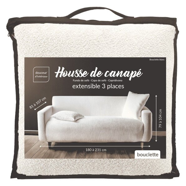Husă crem elastică pentru canapea cu 3 locuri Laina – douceur d'intérieur