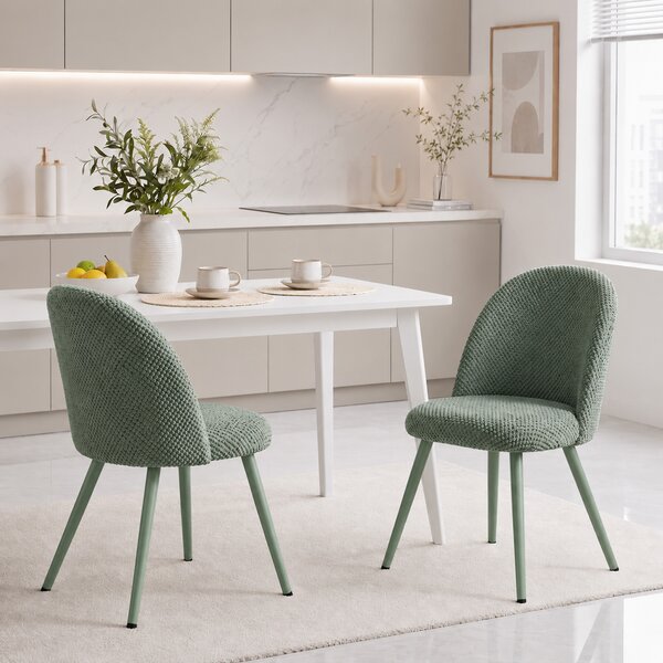 HOMCOM Set 2 Scaune pentru Dining din Catifea cu Șezut Tapițat, Verde Închis | Aosom Romania
