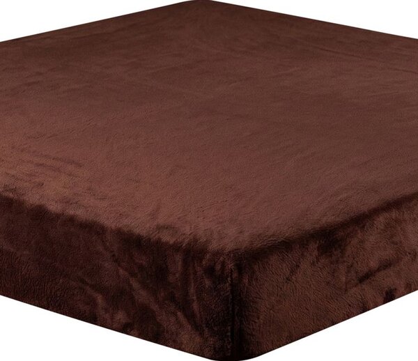 Cearceaf cu elastic din micropluș de culoarea ciocolatei 180 x 200 cm