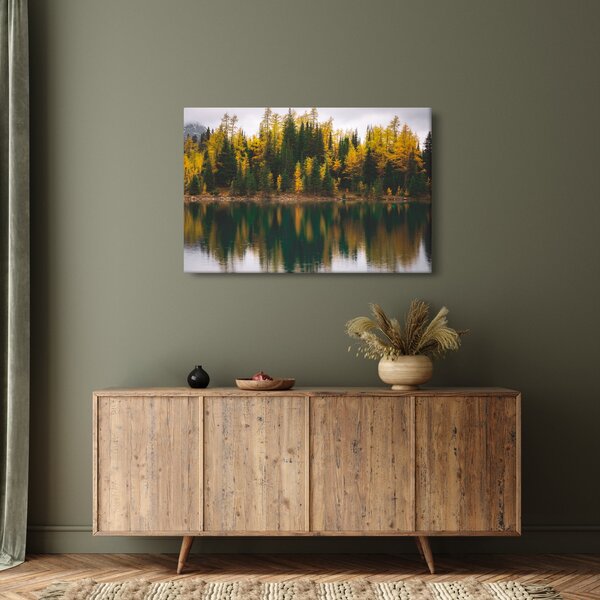 Tablou cu lac de pădure (90x60 cm)