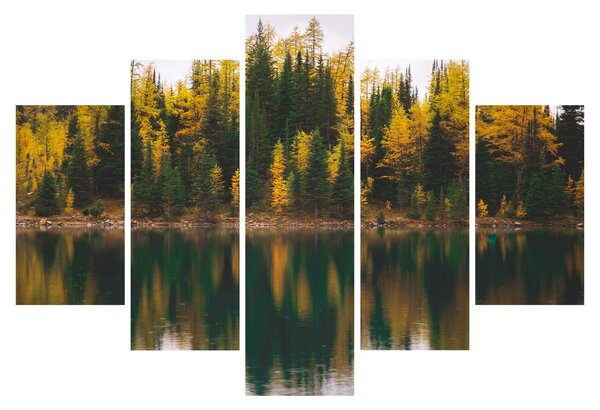 Tablou cu lac de pădure (150x105 cm)