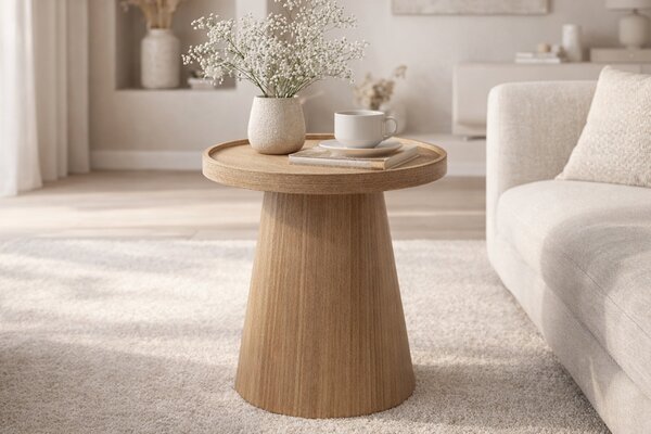 Măsuță de cafea rotundă Tiliana 45 cm - natural