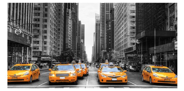 Tablou Printat Pe Sticlă New York taxiuri