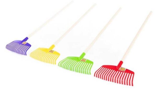 Grebla jucarie din plastic cu maner de lemn, 78x27x4 cm