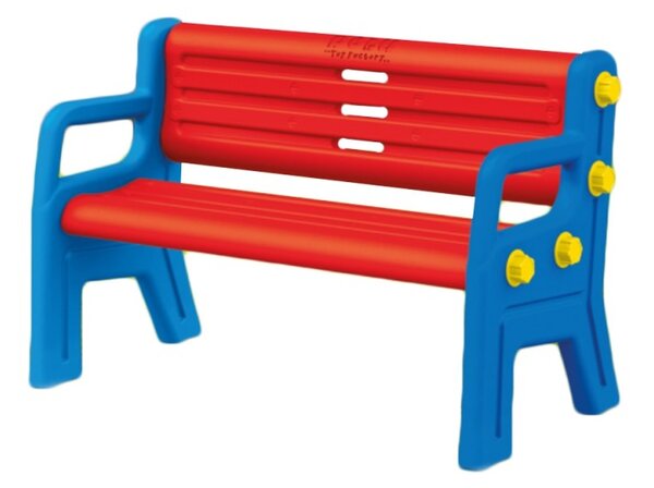 Bancuta copii, jucarie terasa, 67x109,5x50 cm, rosu-albastru