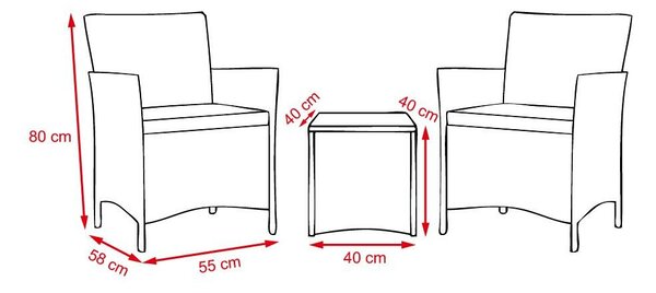 Set din ratan Avenberg Veneto, gri/gri