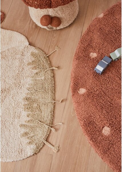 Covor pentru copii cărămiziu/crem lavabil/țesut manual din bumbac 120x120 cm Boletus – Lorena Canals
