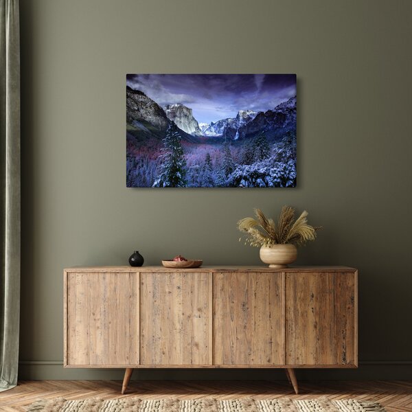 Tablou cu peisaj montan iarna (90x60 cm)