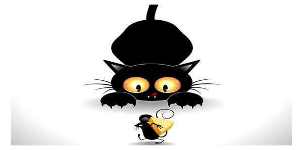 Tablou Printat Pe Sticlă Pisica si soarecele