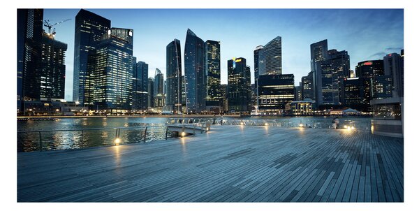 Fotografie imprimată pe sticlă Singapore timp de noapte