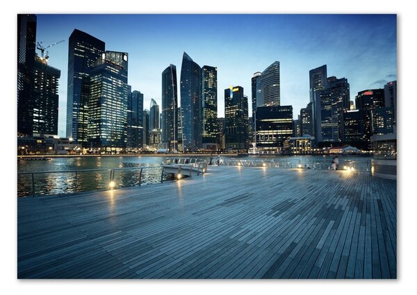 Fotografie imprimată pe sticlă Singapore timp de noapte