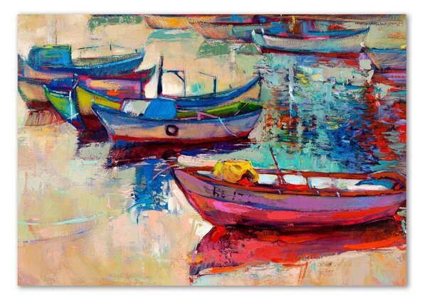 Tablou Printat Pe Sticlă barci colorate