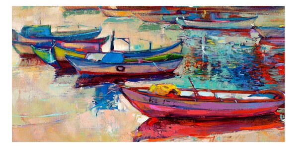 Tablou Printat Pe Sticlă barci colorate