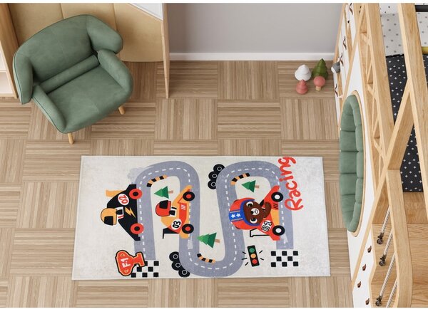 Covor de joacă pentru copii fildeș lavabil 160x230 cm Race Time – Vitaus