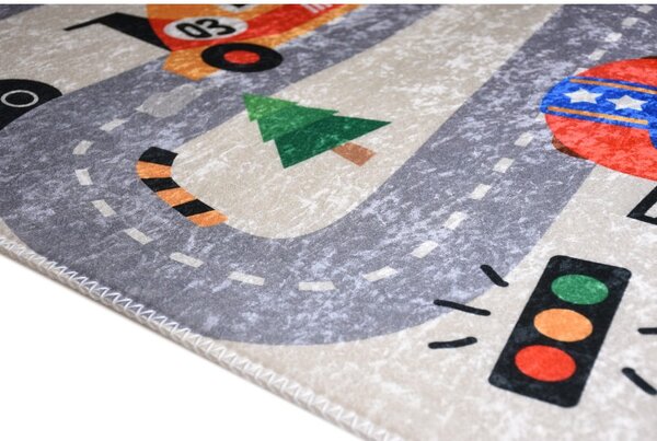 Covor de joacă pentru copii fildeș lavabil 160x230 cm Race Time – Vitaus