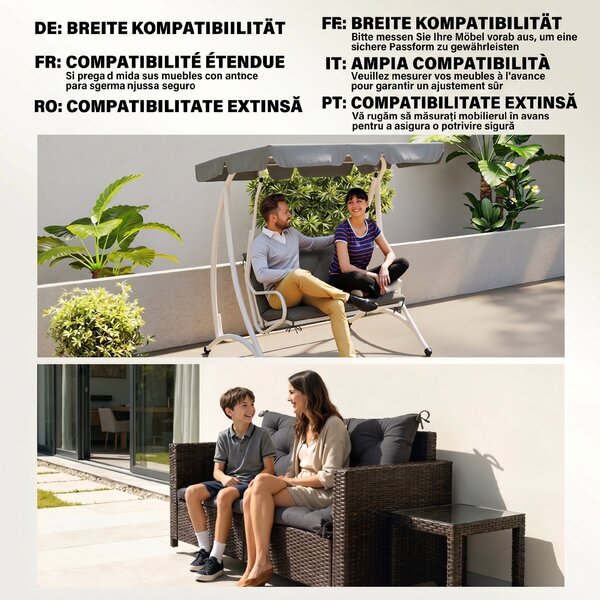 Outsunny Pernă de Grădină Modernă pentru Ședere în Exterior cu 6 Curele, Pernă Căptușită din Bumbac și Poliester, pentru Canapele Balanțe Bănci, 100x98x8 cm, Gri Închis | Aosom Romania